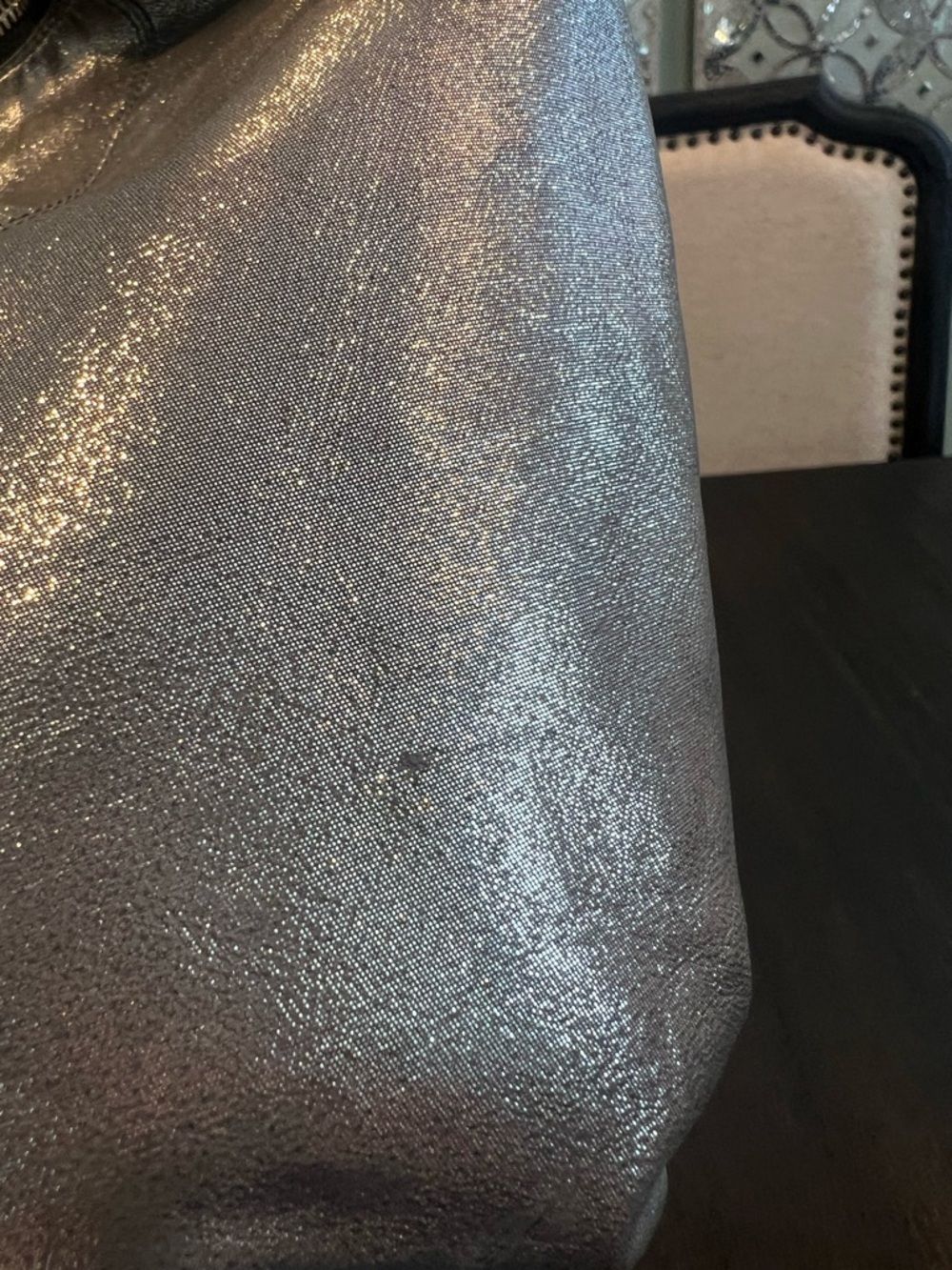 Coach 14561 Poppy Metallic Silver Leather Double Front Pocket Bag - Picture 10 of 16